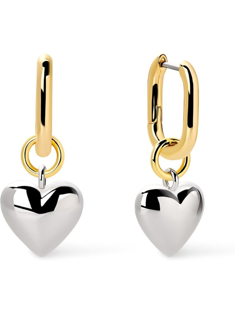 Women's Gold Silver Dainty 14k Gold Puffed Heart Plated Huggie Hoop Stud Earring